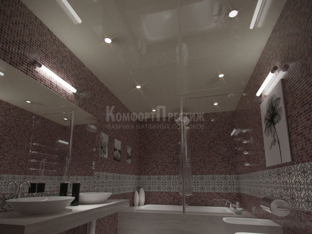 натяжной потолок в ванной фото 11