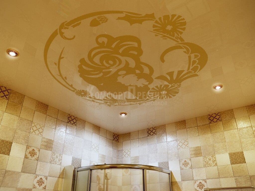 натяжной потолок в ванной фото 27