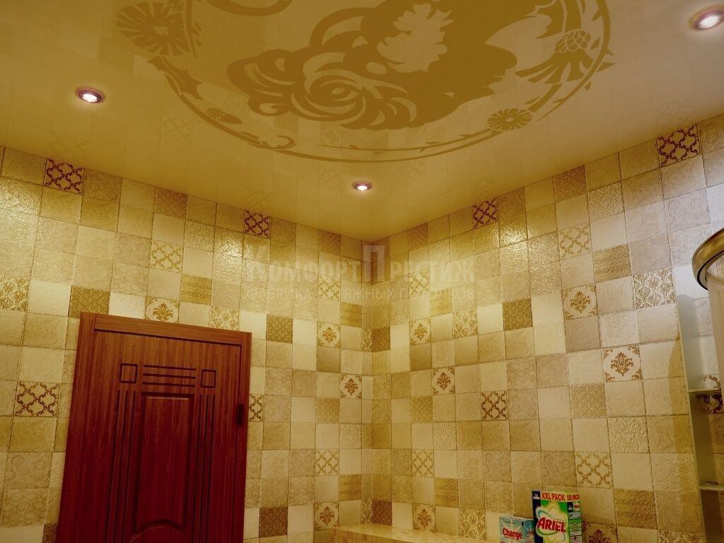 натяжной потолок в ванной фото 31