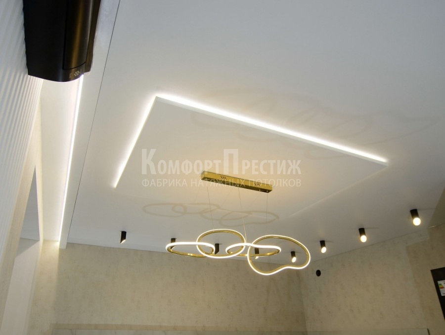 Матовые потолки для кухни с подсветкой фото 14